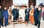 President of the Palestine State Authority H.E Mahmoud Abbas, Imam Umer Ahmed Ilyasi, Chief Imam, All India Imam Organization, External Affairs Minister S.M Krishna, Minister of State External Affairs Minister E Ahamed in New Delhi